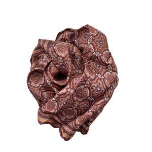 Vintage Brown Scarf 40 x 12 Geometric Floral Pattern 100% Acetate Japan